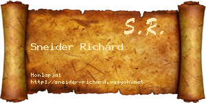 Sneider Richárd névjegykártya
